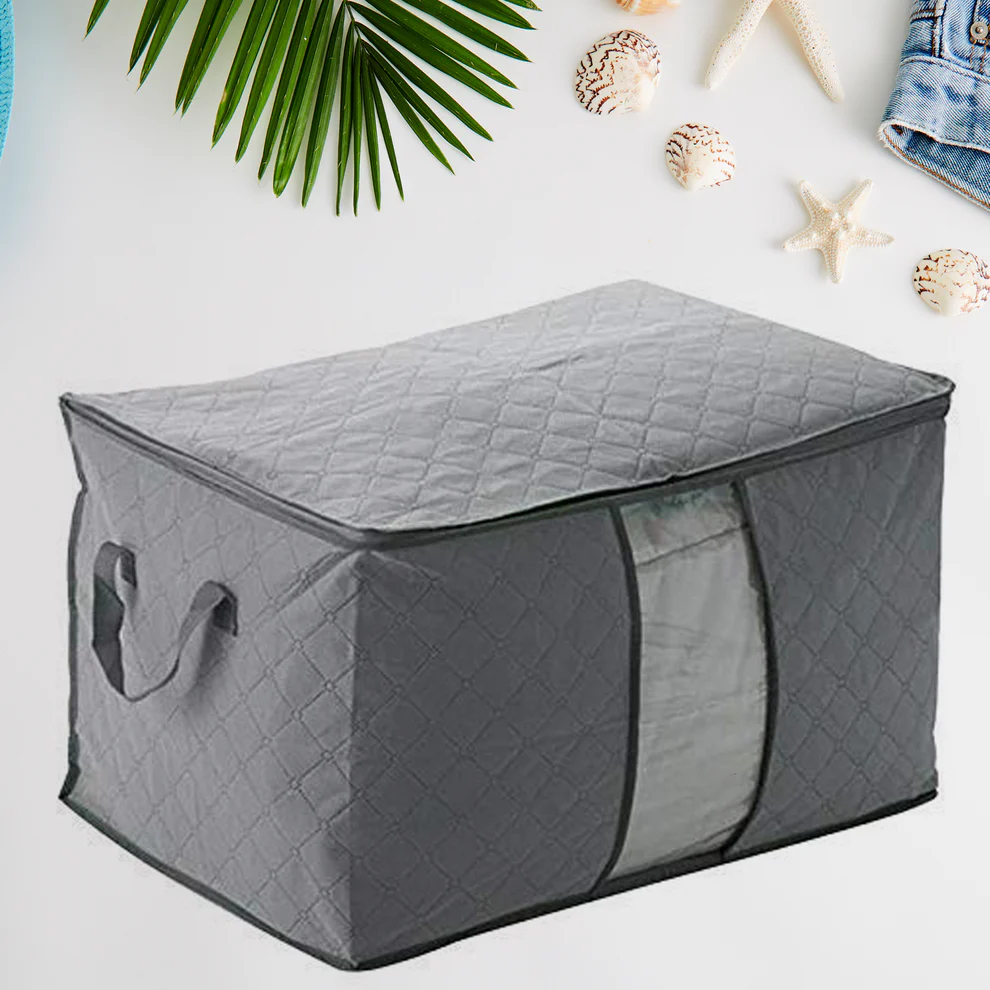 Premium Quilted Foldable Storage Bag with Transparent Window Premium Quilted Foldable Storage Bag with Transparent Window